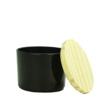 Kit 10 Copos Vela ou Patê de Vidro 156ml Preto Brilhante C/ Tampa Madeira