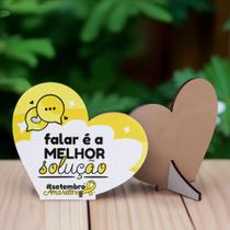 Kit 10 Coração MDF Lembrancinha Setembro Amarelo Conscientização