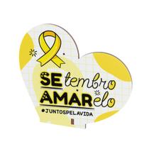 Kit 10 Corações MDF Lembrancinha Setembro Amarelo Conscientização