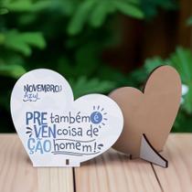 Kit 10 Corações MDF Novembro Azul Campanha de Conscientização