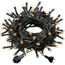 Kit 10 Cordão 100 Led Fixo Branco Morno Fio Verde Blindado 220v