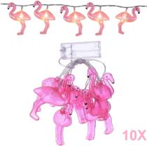Kit 10 Cordão Luminária Fio Luz Led 10 Lâmpadas Flamingo