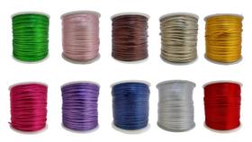 Kit 10 Cores Fio Cordão Cetim Seda Rabo De Rato 1mm - 100m