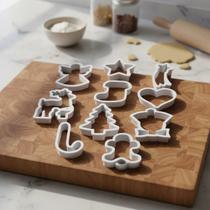 Kit 10 Cortador Molde Formas De Biscoito Cookie Bolo Decoração Natal
