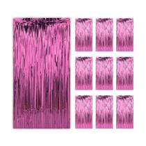 Kit 10 Cortinas Metalizadas Pink Fita Decoração Festa Painel