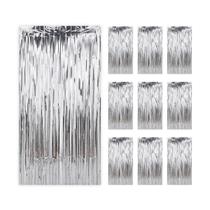 Kit 10 Cortinas Metalizadas Prata Fita Decoração Festa Painel Kit 10 Cortinas Metalizadas Prata Fita Decoração Festa Painel