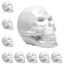 Kit 10 Crânios para Decoração de Festa Dia das Bruxas Mortos Halloween Branco