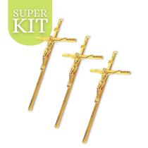 Kit 10 Crucifixo Cruz Metal Moderno Cromado 30cm Atacado