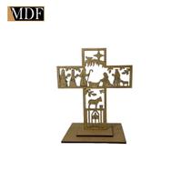 Kit 10 Crucifixo Presépio Base Dupla 12,7x15,3 Natal Mdf Madeira