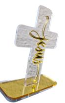 Kit 10 cruz lembrancinha jesus acrilico 8,5 cm