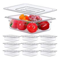 Kit 10 Cuba Gastronomica C/ Tampa Gn Buffet Acrilico 1/2 10cm