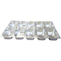 KIT 10 CUBAS GN INOX 1/4 65MM SEM ALÇA 16,4x6,5x26,5CM 1,5L KIT 10 CUBAS GN INOX 1/4 65MM SEM ALÇA 16,4x6,5x26,5CM 1,5L
