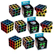 Kit 10 Cubos Mágicos Clássico Moyo MF3 Estilo Fibra de Carbono Revender Atacado - Miki Toy