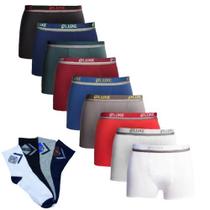 Kit 10 Cueca Box Boxer Adulto Microfibra e 12 Meia Cano Alto Kit 10 Cueca Box Boxer Adulto Microfibra e 12 Meia Cano Alto
