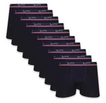Kit 10 Cueca Boxer Lupo Sunga Box Algodão Masculina Atacado Preta