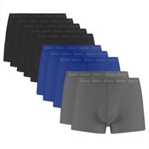 Kit 10 Cueca Boxer Masculina Adulta Forro 100% Algodão Tecido Confortável Poliamida Malha Fria Lisa