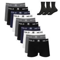 Kit 10 Cueca Boxer Polo Wear Microfibra Sortido 3 Meias M11 Kit 10 Cueca Boxer Polo Wear Microfibra Sortido 3 Meias M11