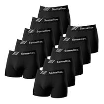 Kit 10 Cueca Boxer Preta Combo Somellos Microfibra