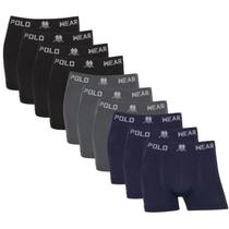 Kit 10 Cueca Masculina Box Polo Wear Microfibra Cueca Boxer Masculino Lisa Premium