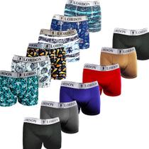 Kit 10 Cuecas Box Boxer P ao Plus Size Adulto Masculino Estampadas e Lisas Microfibra