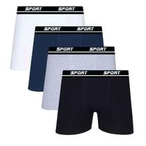 Kit 10 Cuecas Boxer Algodão Sortida Sport Box Lisa SP72 - P - QLC SPORT