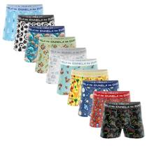 Kit 10 Cuecas Boxer Box Infantil Microfibra