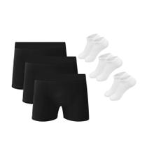 Kit 10 Cuecas Boxer Em Algodão Preto + 9 Meias M1 QLC SPORT - Cor Preto