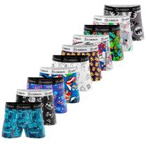 Kit 10 Cuecas Boxer Infantil Juvenil Microfibra Estampadas Confortável