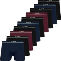 Kit 10 Cuecas Boxer Lupo Original Box Masculino Poliamida Sem Costura Atacado Adulto