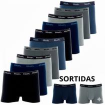 Kit 10 Cuecas Boxer Mash Algodão Box Confortável Cueca Masculina Cós Elástico Original