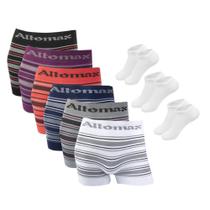 Kit 10 Cuecas Boxer Microfibra + 3 Pares de Meias M1