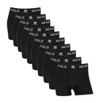 Kit 10 Cuecas Boxer Microfibra Polo Wear Preta - PoloWear