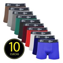 Kit 10 Cuecas Boxer Microfibra Romantic Masculina Lisa