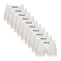 Kit 10 Cuecas Boxer Polo 781 Algodão Branco