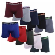 Kit 10 Cuecas Boxer Somellos em Microfibra Liso Adulto