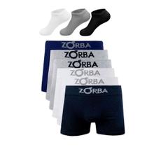 Kit 10 Cuecas Boxer Zorba Algodão Sortida + 3 pares meia M4