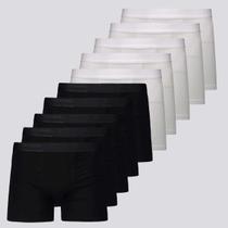 Kit 10 Cuecas Lupo Boxer Elastic Branca e Preta