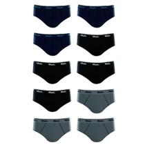Kit 10 Cuecas Slip 100% Algodão Mash - Azul/Preto/Cinza