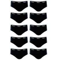 Kit 10 Cuecas Slip 100% Algodão Mash - Preto