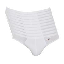 Kit 10 Cuecas Zorba Slip Algodão 791 Branco - M