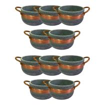 Kit 10 Cumbucas Alça De Cobre Pedra Sabão Caldo Sopa 500ml.