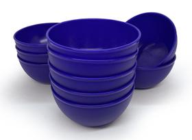 Kit 10 cumbucas tigela escolar 450 ml em PP azul bic bowl merenda lanches
