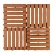 Kit 10 deck modular plastico textura madeira, piscina, sacada, banheiro 30x30x2,5 cm maxx premium