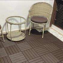 Kit 10 Decks Madeira Plástico Encaixe Modular Piscina Sacada 30x30cm Kit 10 Decks Madeira Plástico Encaixe Modular Piscina Sacada 30x30cm