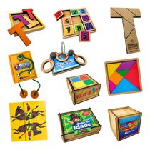 Kit 10 Desafios de Raciocínio Lógico Sortidos Brinquedo Educativo