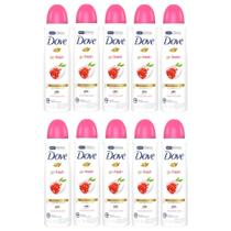 Kit 10 Desodorante Antitranspirante Aerosol Dove Go Fresh Romã e Verbena 150ml