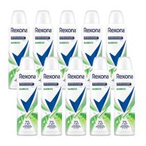 Kit 10 Desodorante Antitranspirante Aerosol Feminino Rexona Bamboo 72 horas 150ml Kit 10 Desodorante Antitranspirante Aerosol Feminino Rexona Bamboo 72 horas 150ml