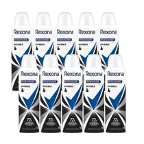Kit 10 Desodorante Antitranspirante Aerosol Feminino Rexona Invisible 72 horas 150ml