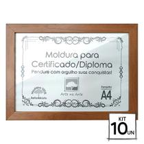 Kit 10 Diplomas Premium Madeira A4 com Tela de Acetato e MDF