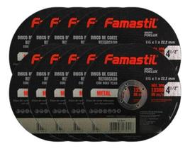 Kit 10 Disco Corte Metal Reforçado 4.1/2 - Famastil